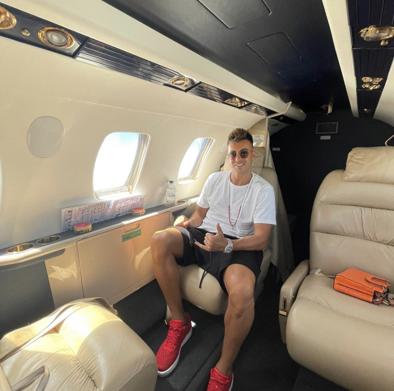 Stephan El Shaarawy​ in a private jet charter football player AS ROMA